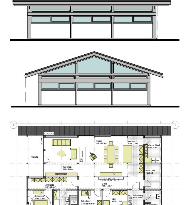 Bungalows Concentus Ch171 Flachdach Satteldach